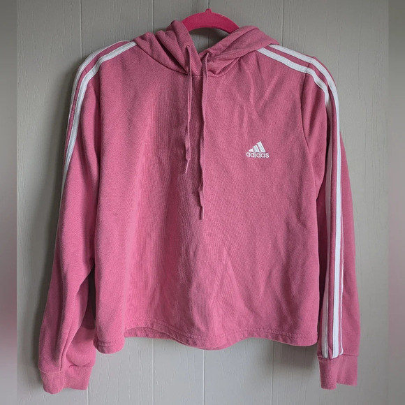 adidas Pink Hoodie with White Stripes - Picture 5 of 5